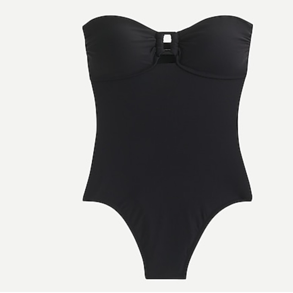 NEW J. Crew Square Ring One Piece Swim Suit Black Size 6